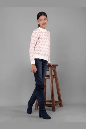 Crimsoune Club Girls Ethnic Motifs Printed Embellished Pullover