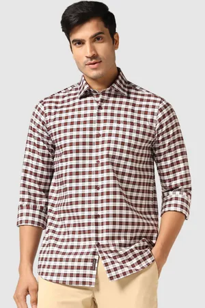 Blackberrys Gingham Checks Spread Collar Chest Pocket Cotton Regular Fit Casual Shirt