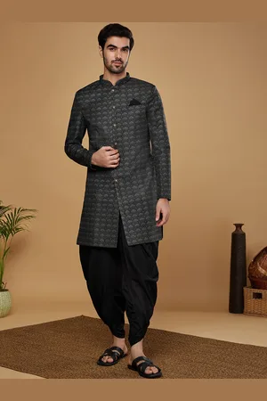 KISAH Men Self Design Indowestern Sherwani & Dhoti