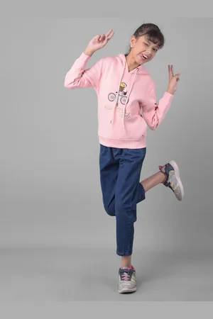 Crimsoune Club Girls Graphic Printed Hooded Sweatshirt