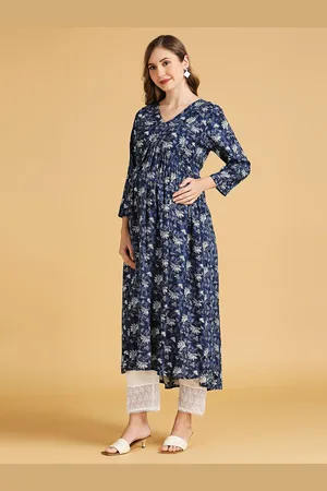 MomToBe Floral Printed V-Neck Empire Maternity Kurta