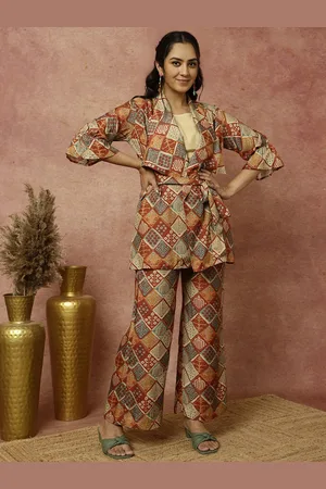 Jaipur Ethnic Motifs Printed Wrap Tunic With Palazzos