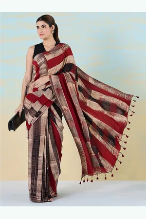Liva Striped Printed Liva Saree