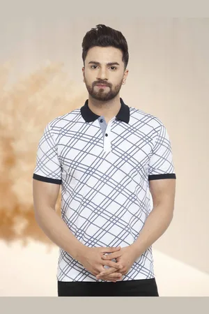 WILD WEST Men Checked Polo Collar Pockets T-shirt