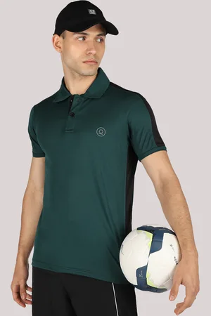 CHKOKKO Men Green Solid Polo Collar Gym T-shirt