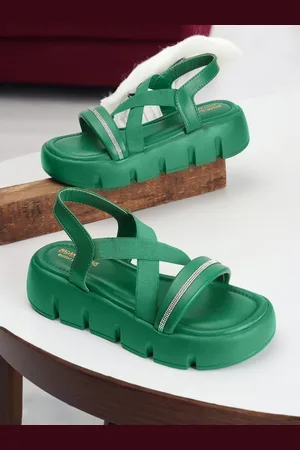 madam glorious Textured Open Toe Flatform Heels