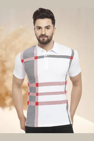 WILD WEST Men Striped Polo Collar Pockets T-shirt