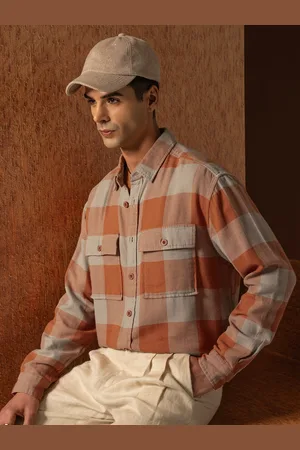 LocoMotive Premium Men Oversized Oxford Dobby Textured Checked Overshirt