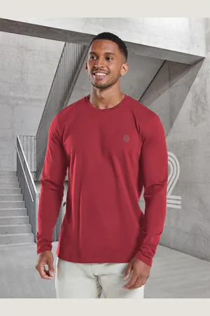 CHKOKKO Men Maroon Round Neck Running T-shirt