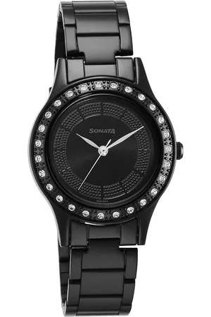 Sonata Women Embellished Dial & Stainless Steel Straps Analogue Watch 8123NM01