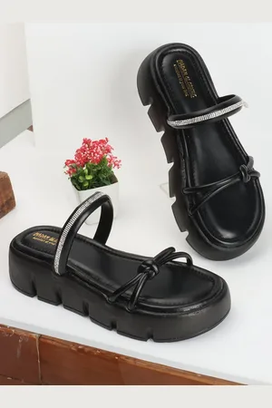madam glorious Textured Open Toe Flatform Heels
