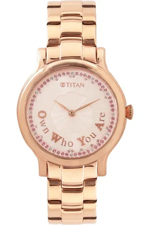 Titan Women Embellished Dial & Bracelet Style Strap Analogue Watch NM95108WM01