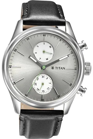Titan Men Stainless Steel Leather Analogue Multi Function Watch 1805SL09