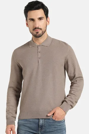 Blackberrys Shirt Collar Long Sleeves Cotton Knit Pullover Sweater