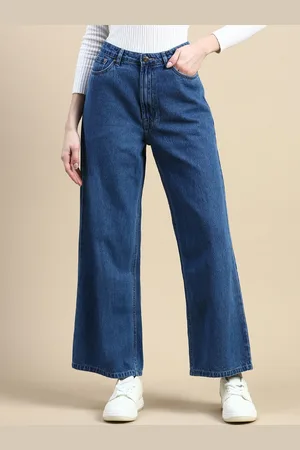 De Moza Women Wide Leg High Rise Clean Look Cropped Jeans