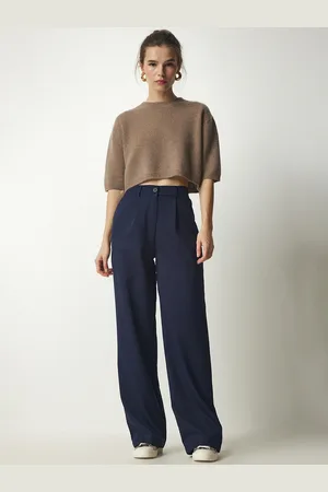 Happiness istanbul Women Pleated Parallel Trousers