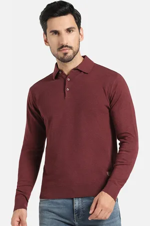 Blackberrys Shirt Collar Long Sleeves Cotton Knit Pullover Sweater