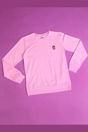 HOOP Girls Round Neck Long Sleeves Cotton Pullover Sweatshirt