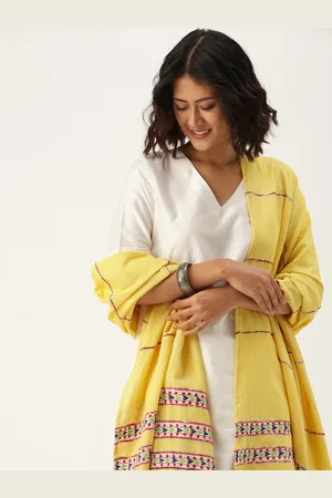 ArtEastri Embroidered Cotton Dupatta with Kantha Work