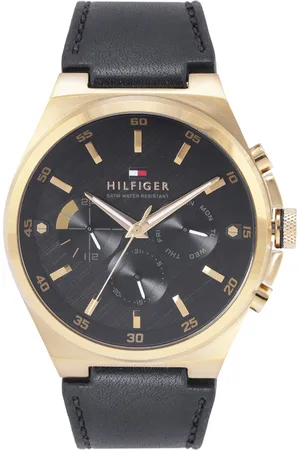 Tommy Hilfiger Men Brass Dial & Leather Straps Dexter Analogue Watch- TH1792086