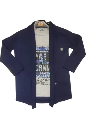 BAESD Boys Cotton Shawl Collar Open Front Blazer With T-Shirt
