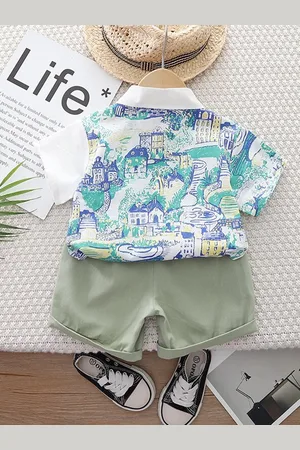 Stylecast Boys White Graphic Printed Shirt with Shorts