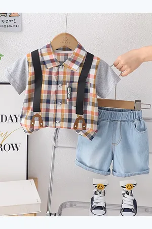 Stylecast Boys Orange Checked Shirt with Shorts