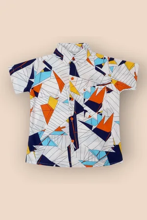 Superminis Boys Relaxed Printed Spread Collar Short Sleeves Shirt
