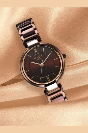 Titan Women Brown Brass Dial & Brown Stainless Steel Bracelet Style Straps Analogue Watch 2608QM02