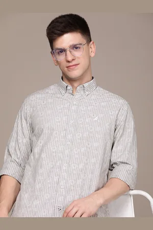 Nautica Pure Cotton Classic Opaque Striped Casual Shirt
