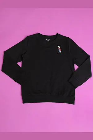 HOOP Girls Graphic Embroidered Round Neck Pullover Sweatshirt