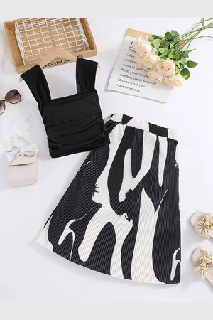 Stylecast Girls Black Top with Skirt