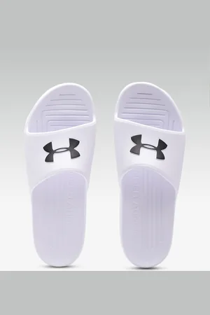 Under Armour Unisex White & Black Core PTH Sliders