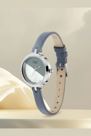 Titan Women Grey & Silver-Toned Leather Analogue Watch 2606SL01