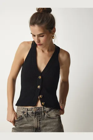 Happiness istanbul Ribbed Sleeveless Acrylic Waistcoat