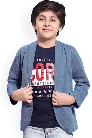 BAESD Boys Self-Design Single-Breasted Cotton Blazers
