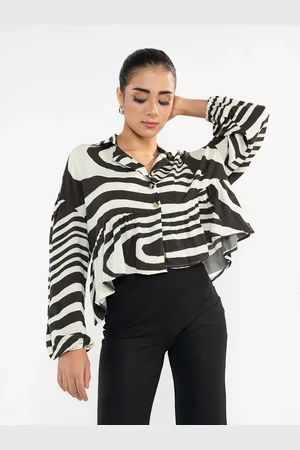 Stylecast Printed Bishop Sleeves Shirt Style Top
