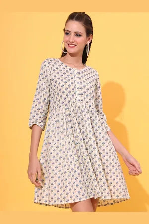 Jaipur Floral Printed Pure Cotton A-Line Dress