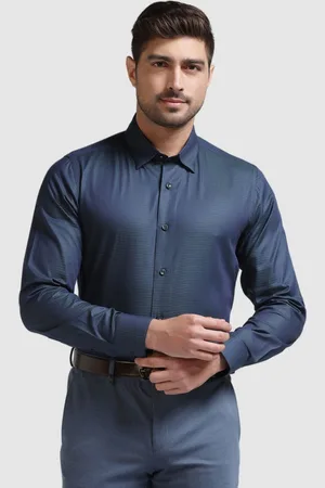 Blackberrys India Slim Self Design Cotton Spread Collar Slim Fit Opaque Formal Shirt
