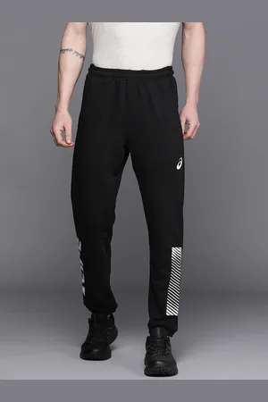 Asics Men Striped & Brand Logo Printed Mid-Rise Training Joggers