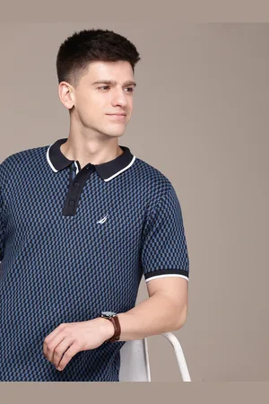 Nautica Checked Polo Collar Pure Cotton T-shirt