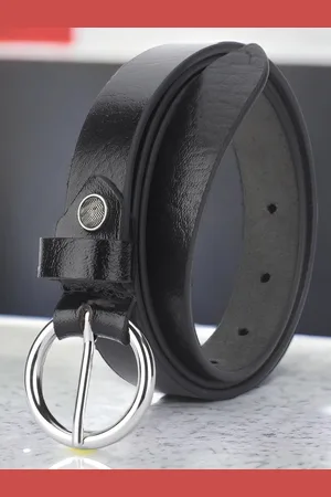 DressBerry Women Black Leather Formal Belt
