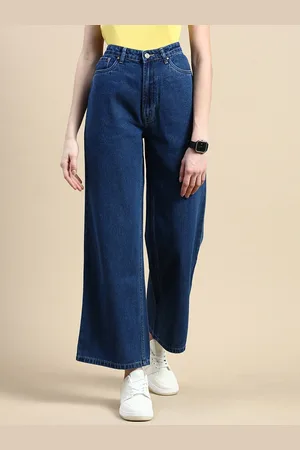 De Moza Women Relaxed Fit High Rise Clean Look Light Fade Cropped Jeans