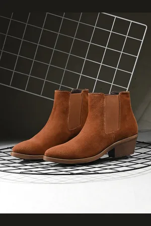 San Frissco Leather Block-Heeled Chelsea Boots