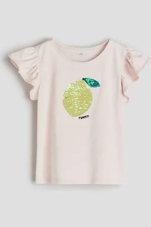 H&M Girls Pure Cotton Flutter-Sleeved Top