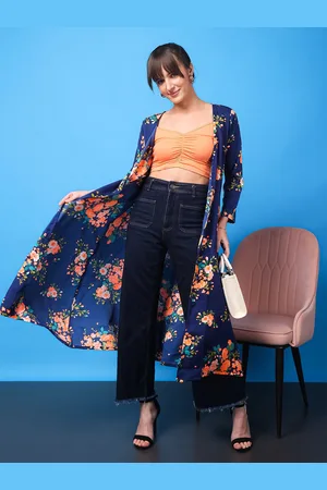 Cation Women Floral Printed Longline Shrug