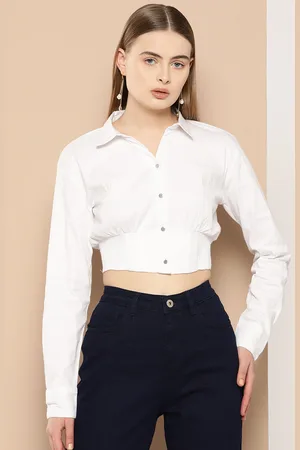Chemistry Full Sleeves Crop Smocked Casual Shirt
