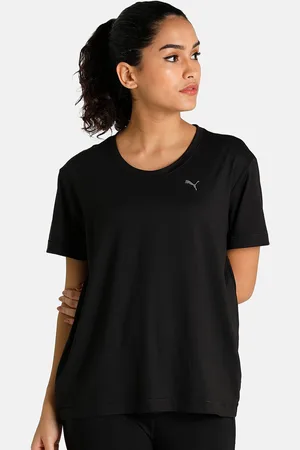 PUMA Women Black Solid Relaxed-Fit Studio Trend Training T-shirts