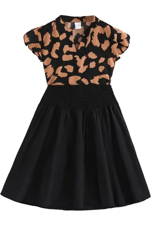 Stylecast Girls Brown & Black Printed Top with Skirt