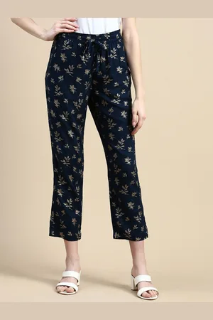 De Moza Women Floral Printed High-Rise Trousers